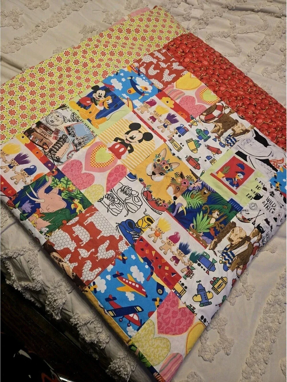 Vintage Handmade Patchwork 90s Trolls Crayola Disney Approx: 52x52